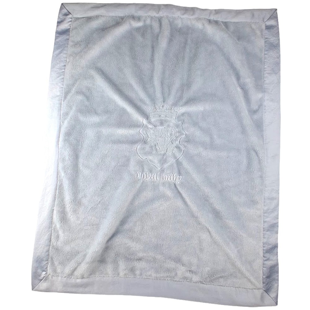 Barefoot Dreams Silver Gray Royal Baby Crown‎ Blanket Satin htf Lovey 30x40